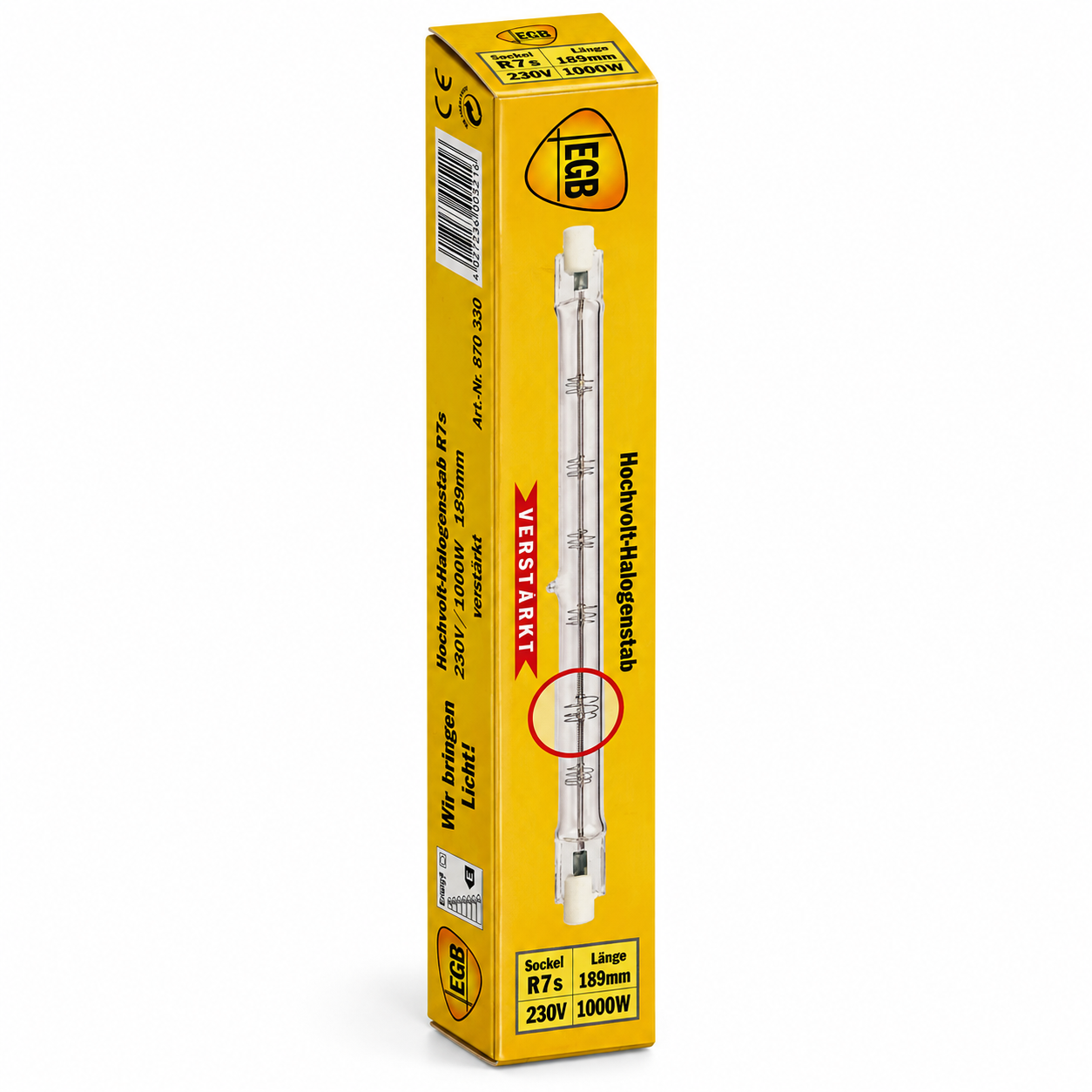 EGB Halogenstab 1000 Watt – Verpackung in Seitenperspektive