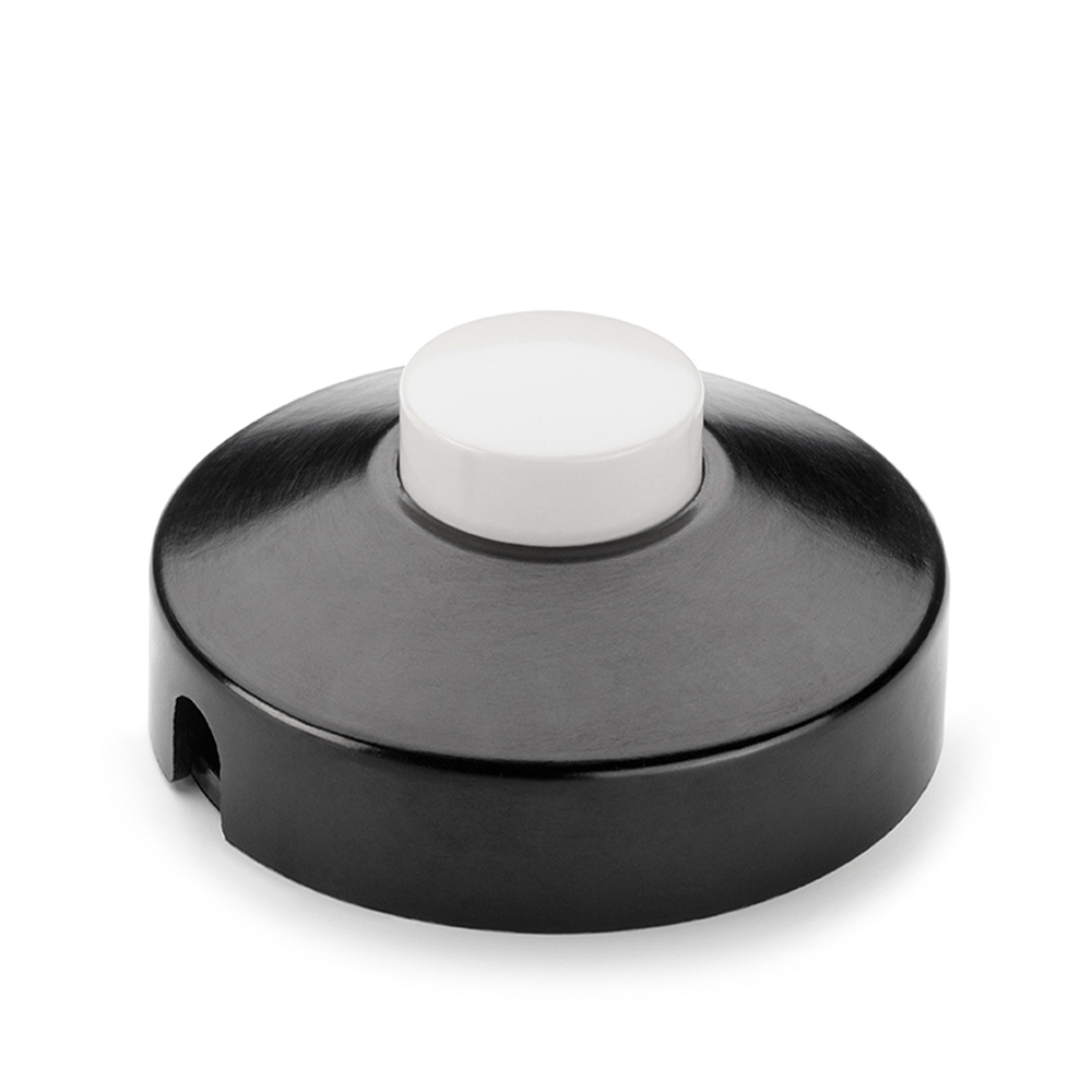 Fußtrittschalter Duroplast schwarz mit weißem Taster