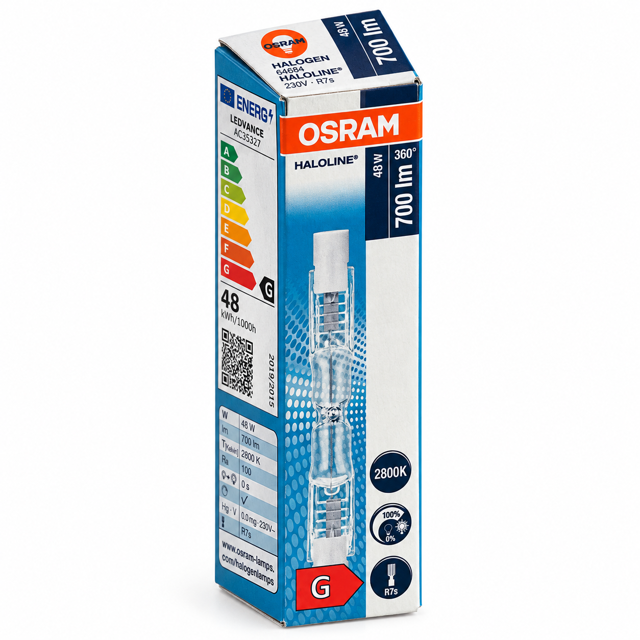 OSRAM Halogenstab 48 Watt – Verpackung in Seitenperspektive