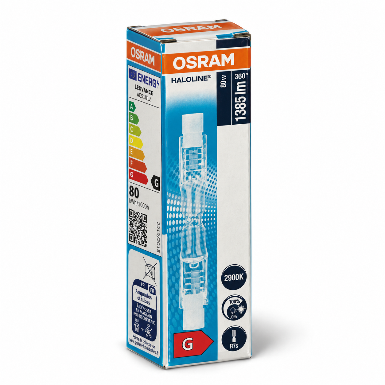 OSRAM Halogenstab 80 Watt – Verpackung in Seitenperspektive