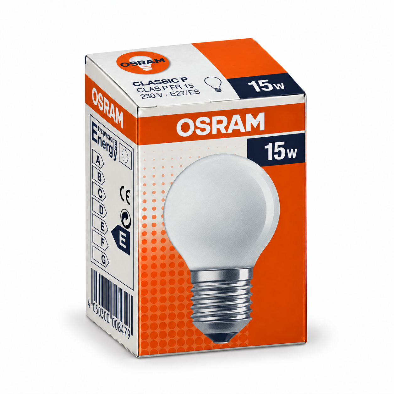 OSRAM CLASSIC P 15 Watt – Verpackung in Seitenperspektive