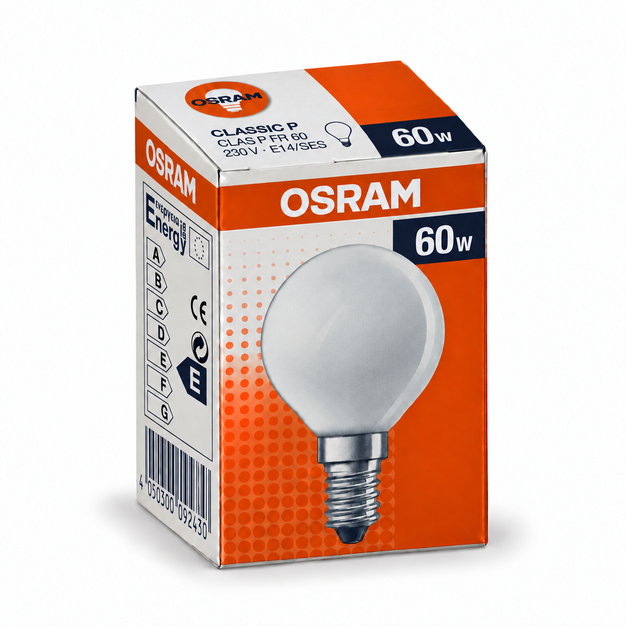 OSRAM CLASSIC P 60 Watt – Verpackung in Seitenperspektive