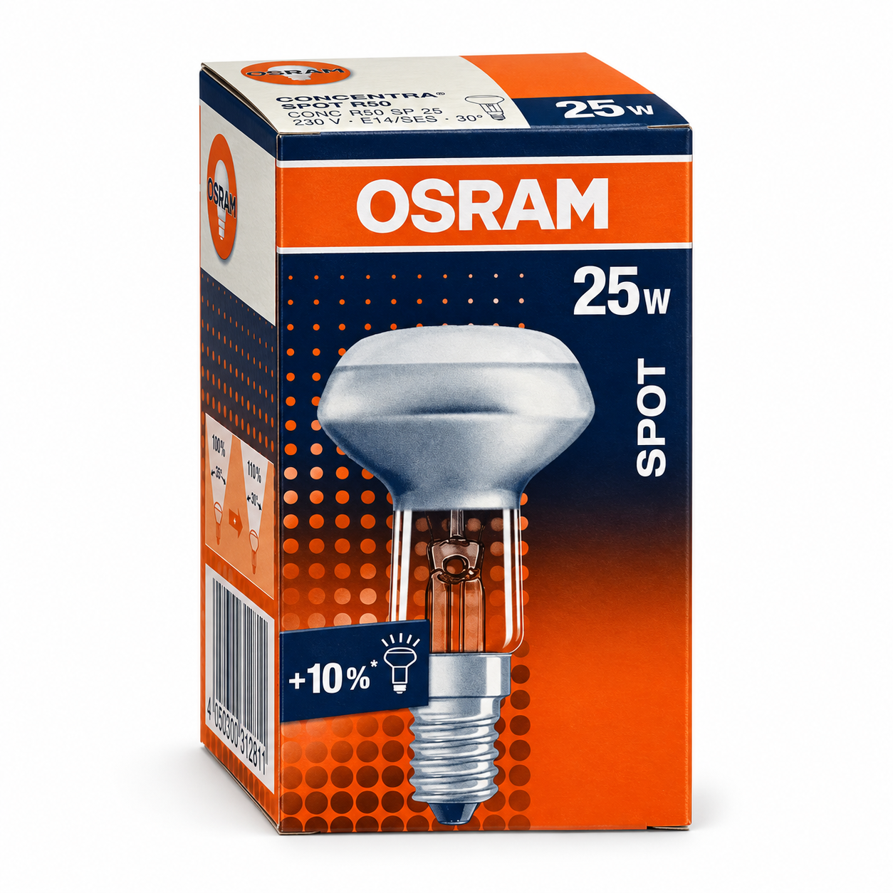 OSRAM CONCENTRA SPOT R50 25 Watt – Verpackung in Seitenperspektive