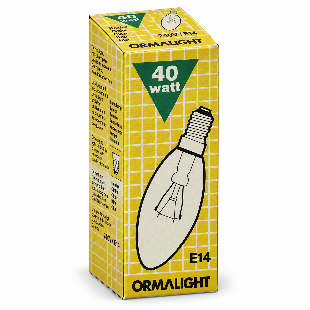 ORMALIGHT Kerzenlampe 40 Watt – Verpackung in Seitenperspektive