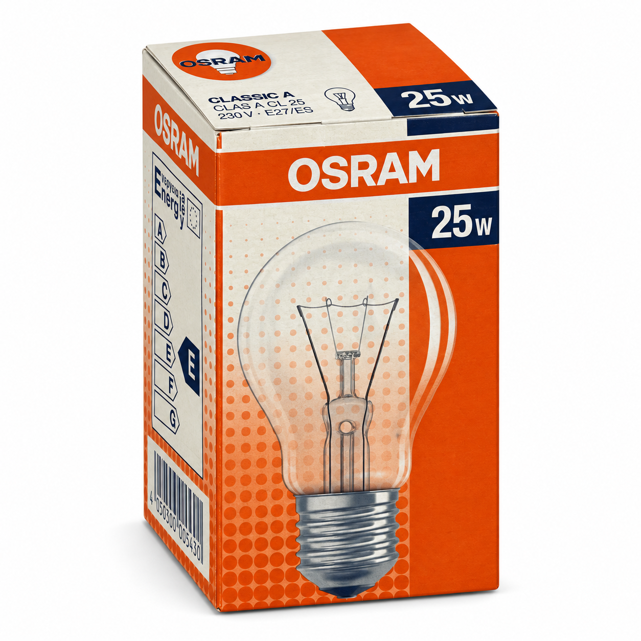 OSRAM CLASSIC A 25 Watt – Verpackung in Seitenperspektive