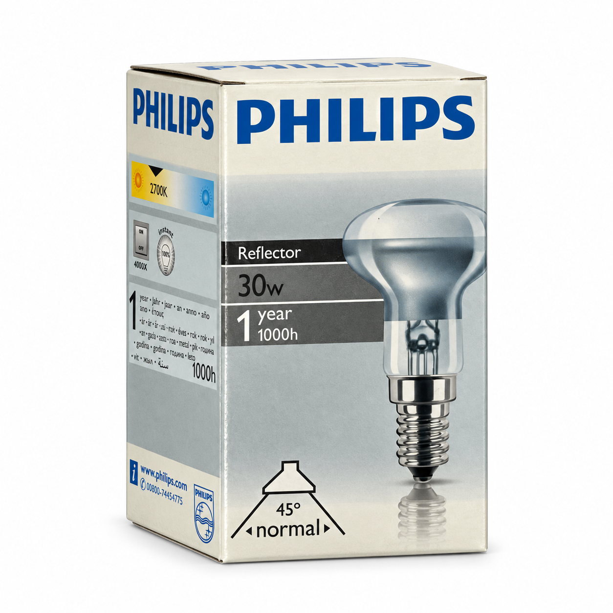 PHILIPS Reflector R39 30 Watt – Verpackung in Seitenperspektive