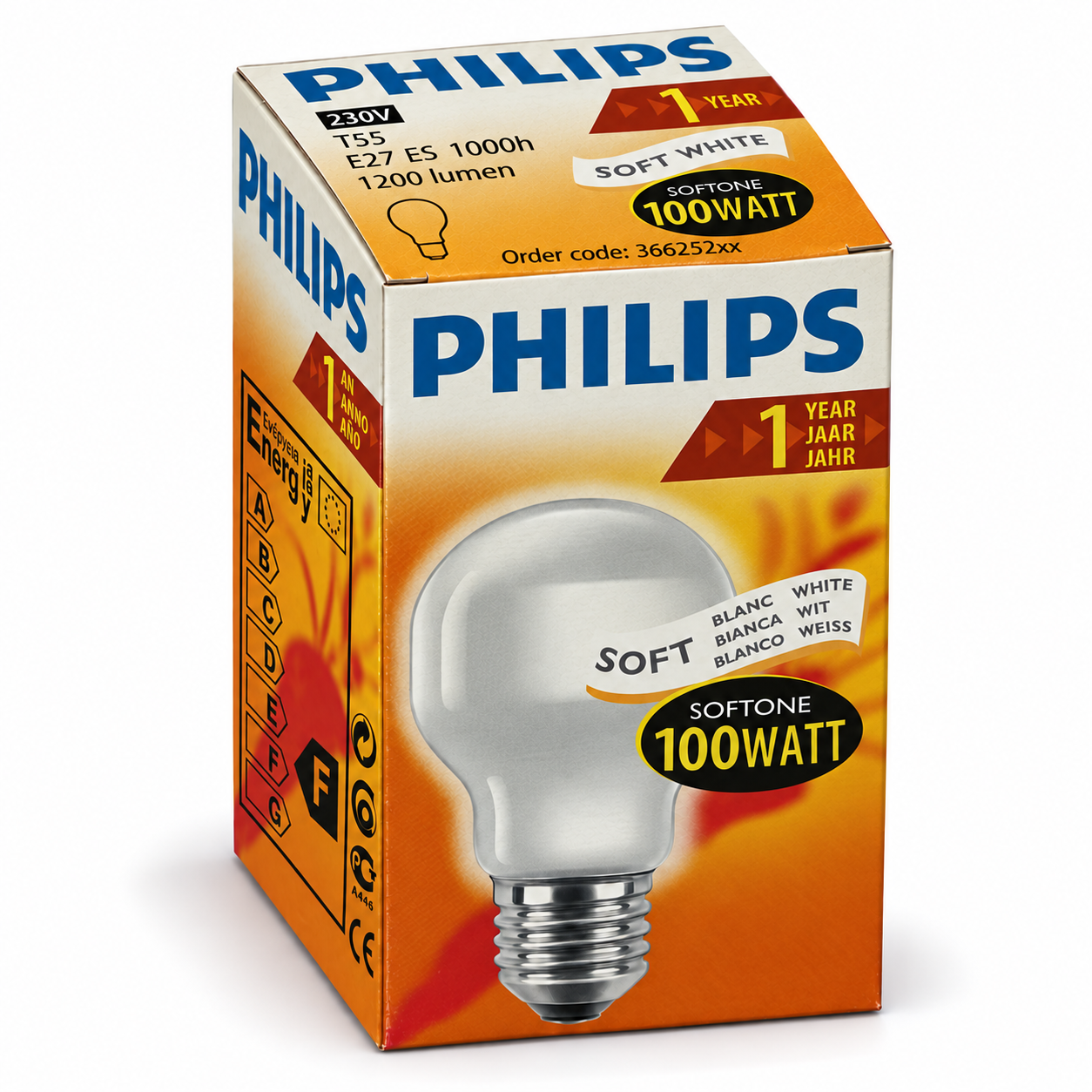 PHILIPS SOFTONE 100 Watt – Verpackung in Seitenperspektive