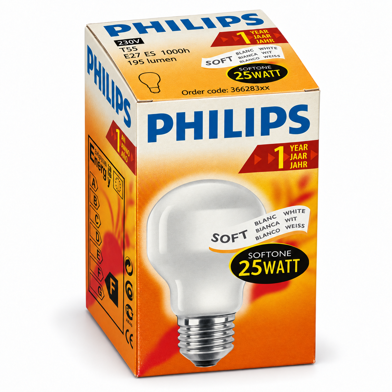 PHILIPS SOFTONE 25 Watt – Verpackung in Seitenperspektive
