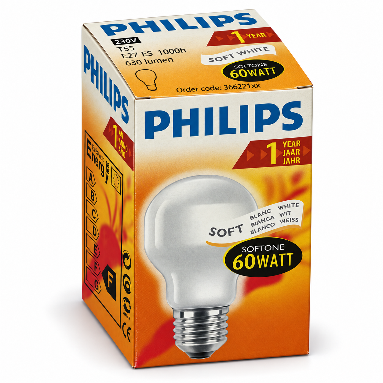 PHILIPS SOFTONE 60 Watt – Verpackung in Seitenperspektive