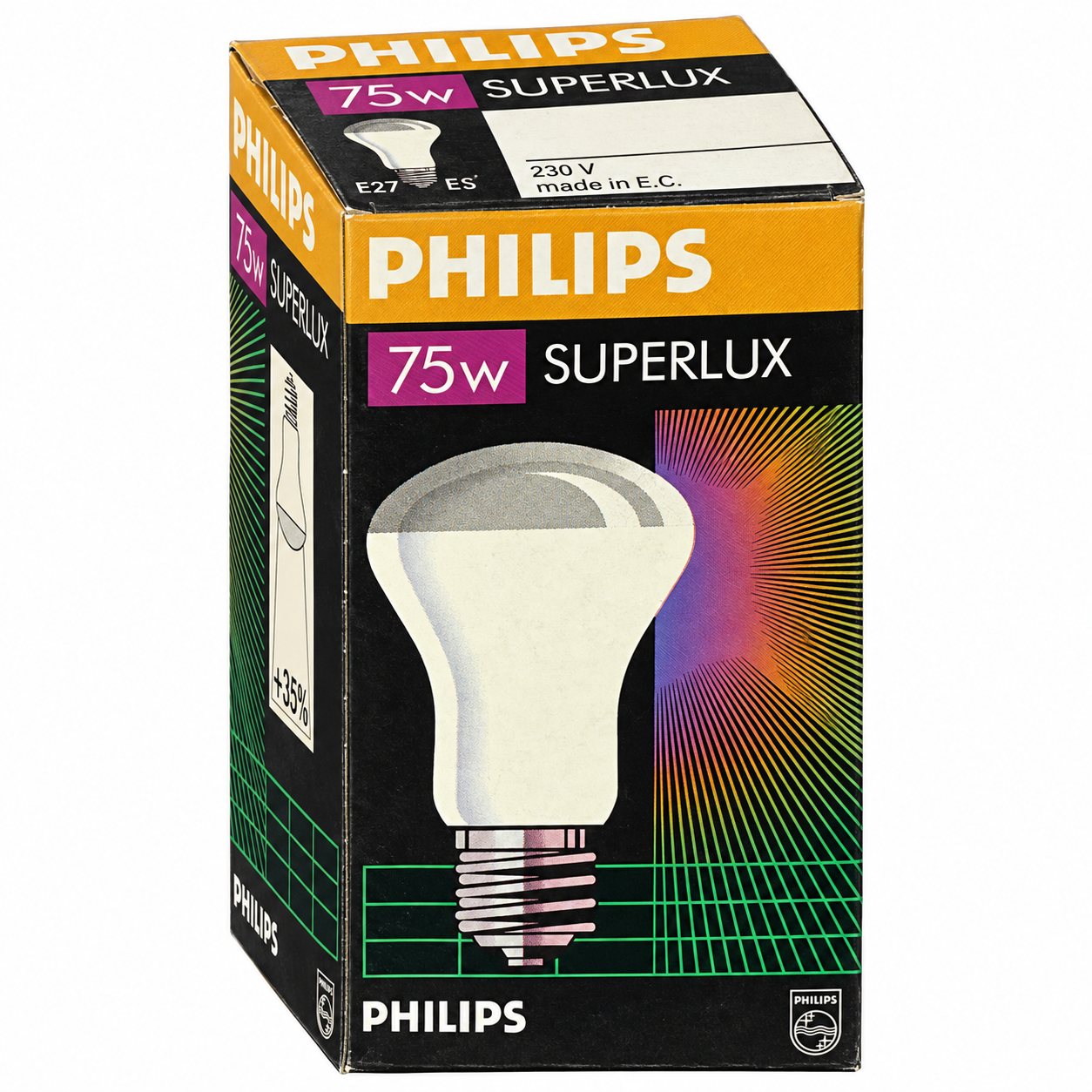 PHILIPS SUPERLUX 75 Watt – Verpackung in Seitenperspektive
