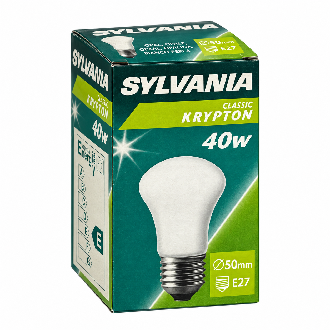 SYLVANIA CLASSIC KRYPTON 40 Watt – Verpackung in Seitenperspektive