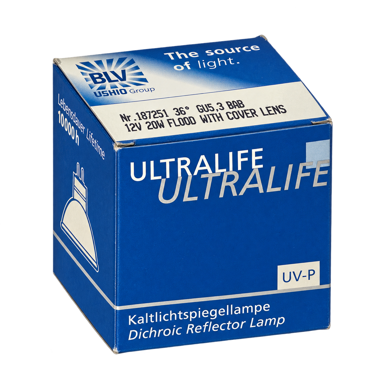 BLV Halogenlampe 20 Watt – Verpackung in Seitenperspektive
