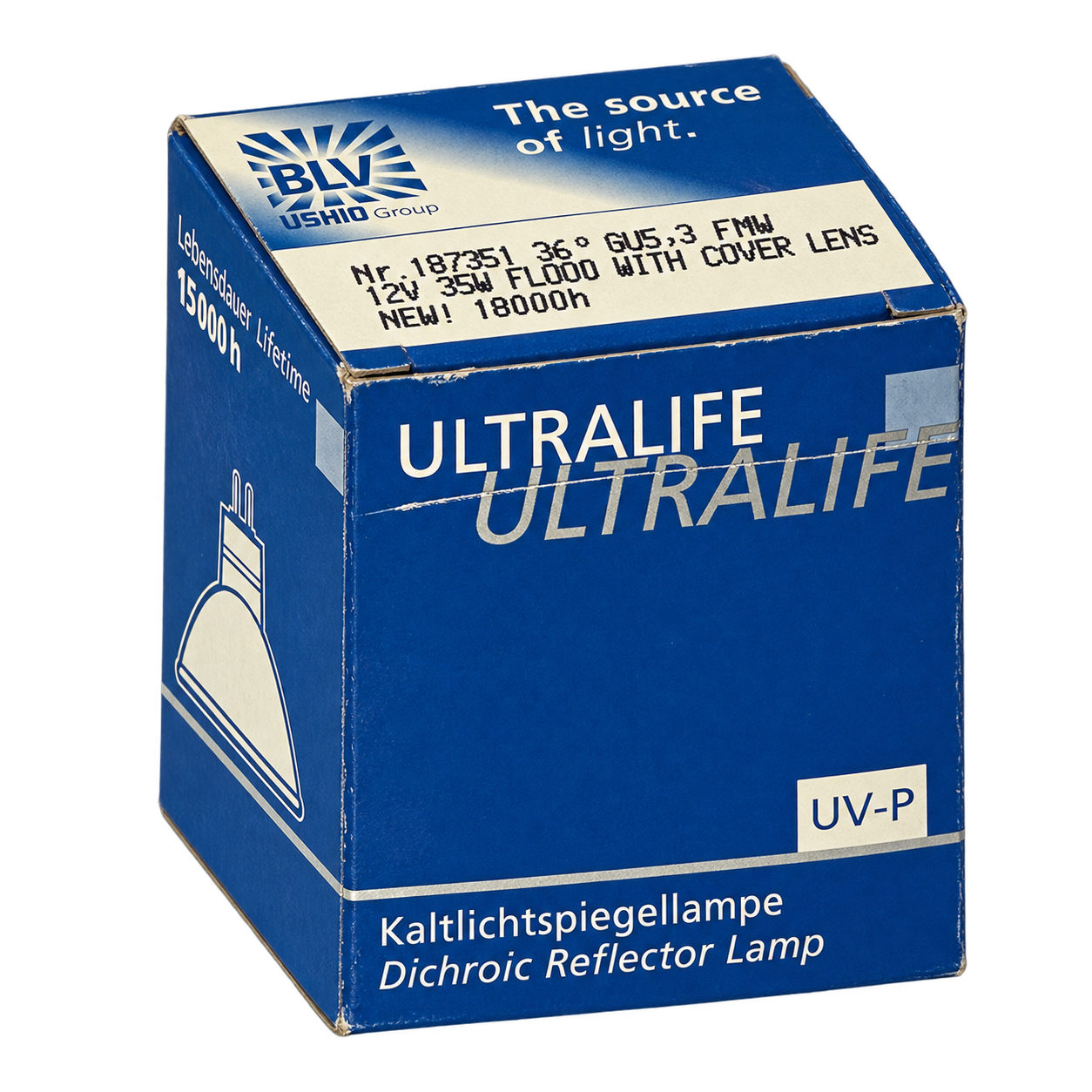 BLV Halogenlampe 35 Watt – Verpackung in Seitenperspektive