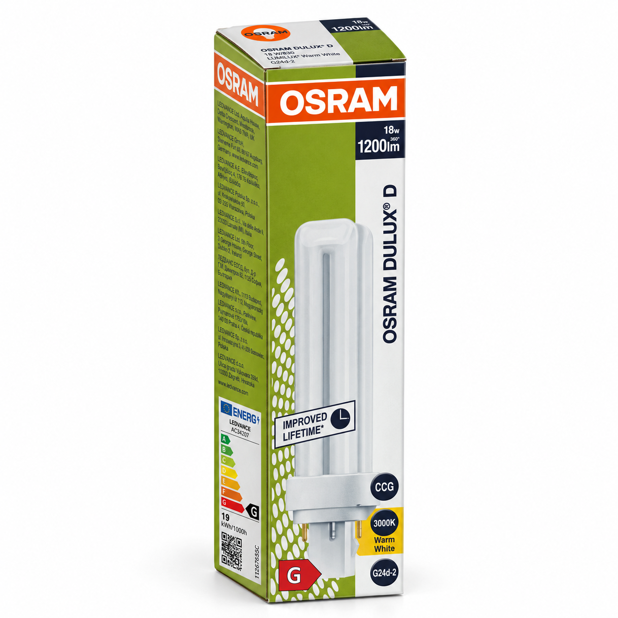 DULUX D Originalschachtel, linke Seite mit Energieetikett