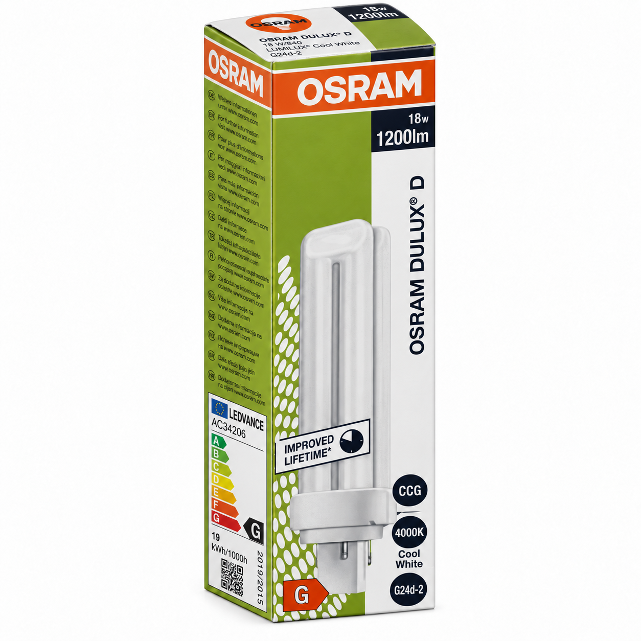 DULUX D Originalschachtel, linke Seite mit Energieetikett