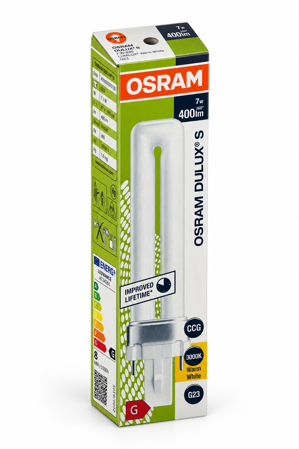 DULUX S Schachtel mit Energieetikett links