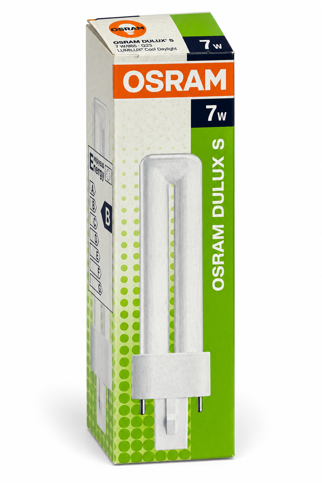DULUX S Schachtel mit Energieetikett links