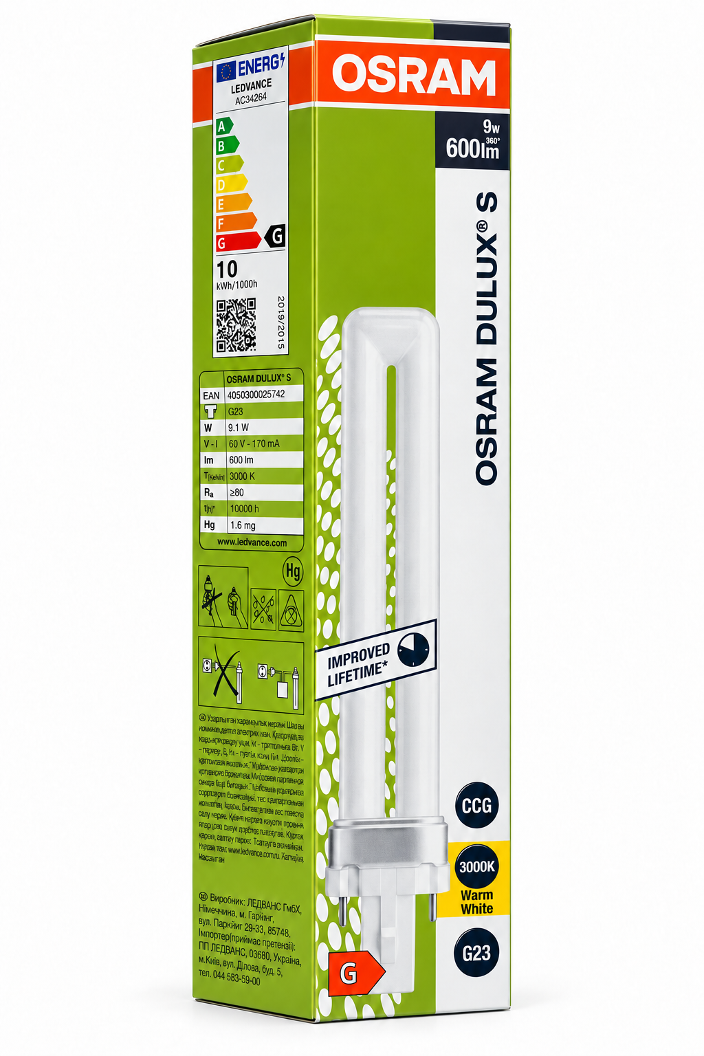 DULUX S Schachtel mit Energieetikett links