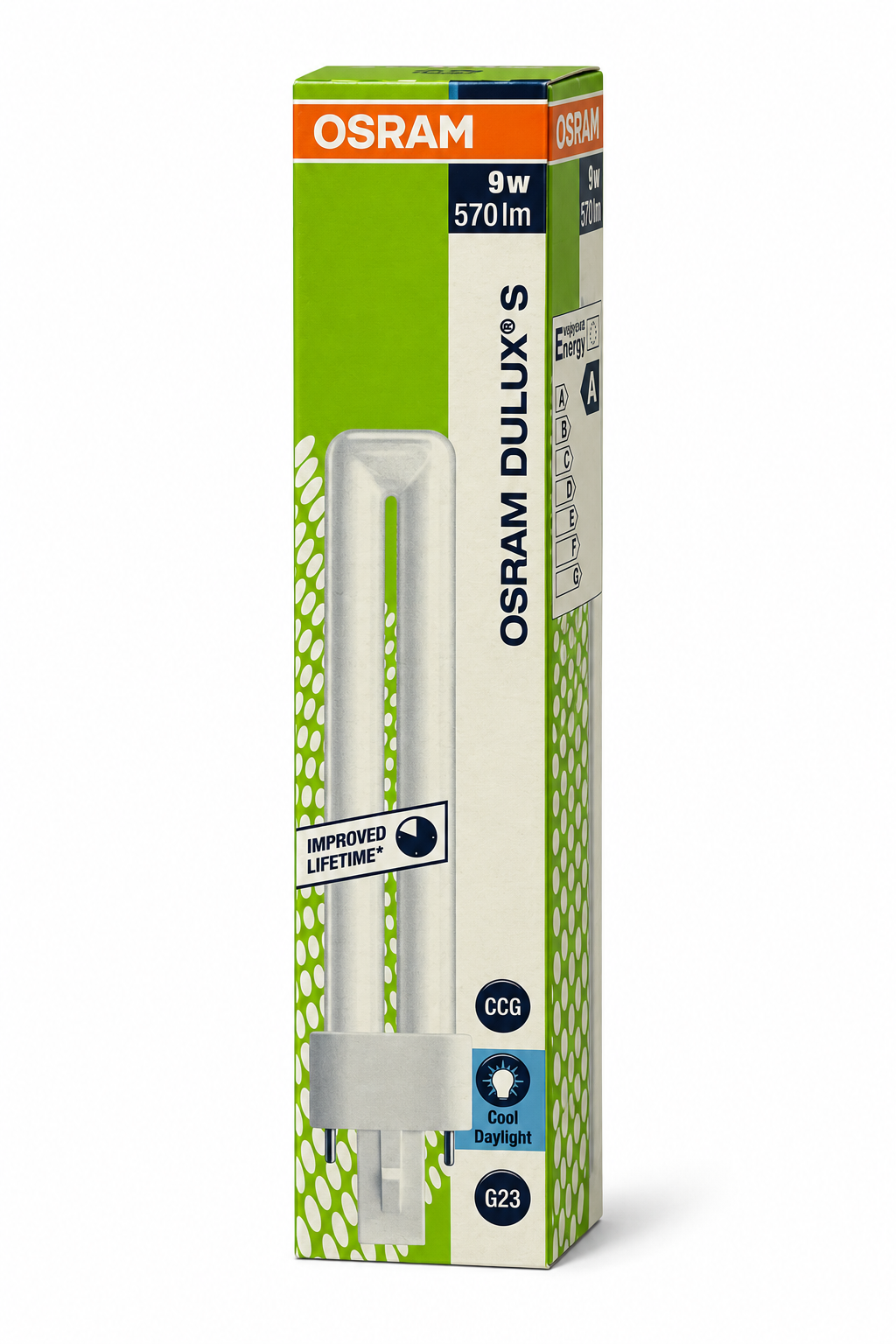 DULUX S Schachtel mit historischem Energieetikett A