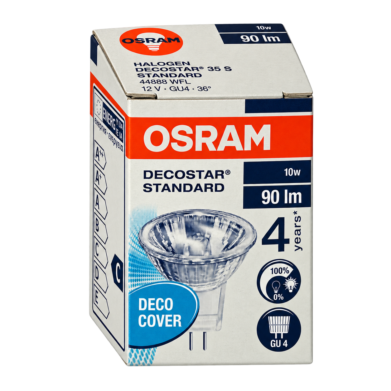 OSRAM Halogenlampe 10 Watt – Verpackung in Seitenperspektive